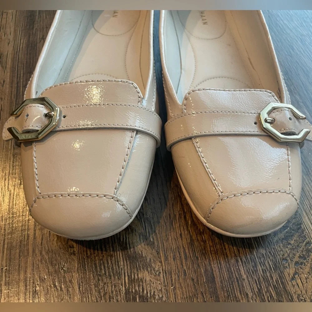 Cole Haan Blush Ballet Flats Patent Leather Classic Buckle - size 8